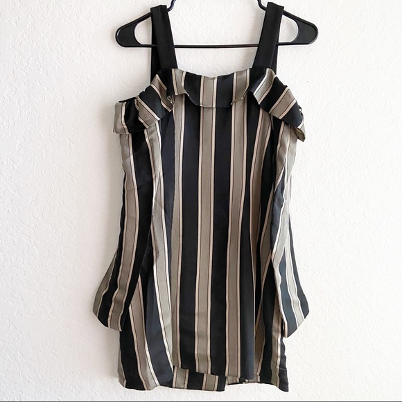 SOLD NBD Striped Off Shoulder Blazer Dress Black - Picture 5 of 7